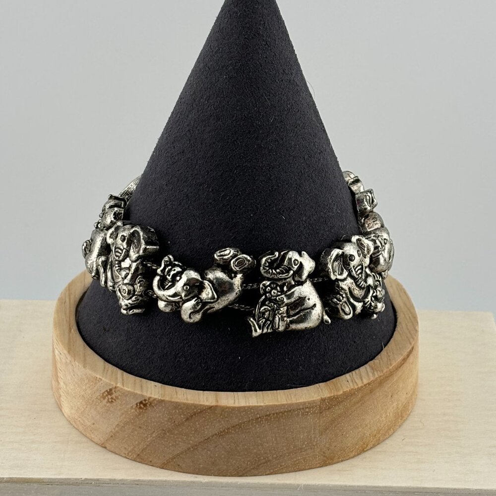 Silver Toned Metal Elephant Bracelet - Picture 3 of 6